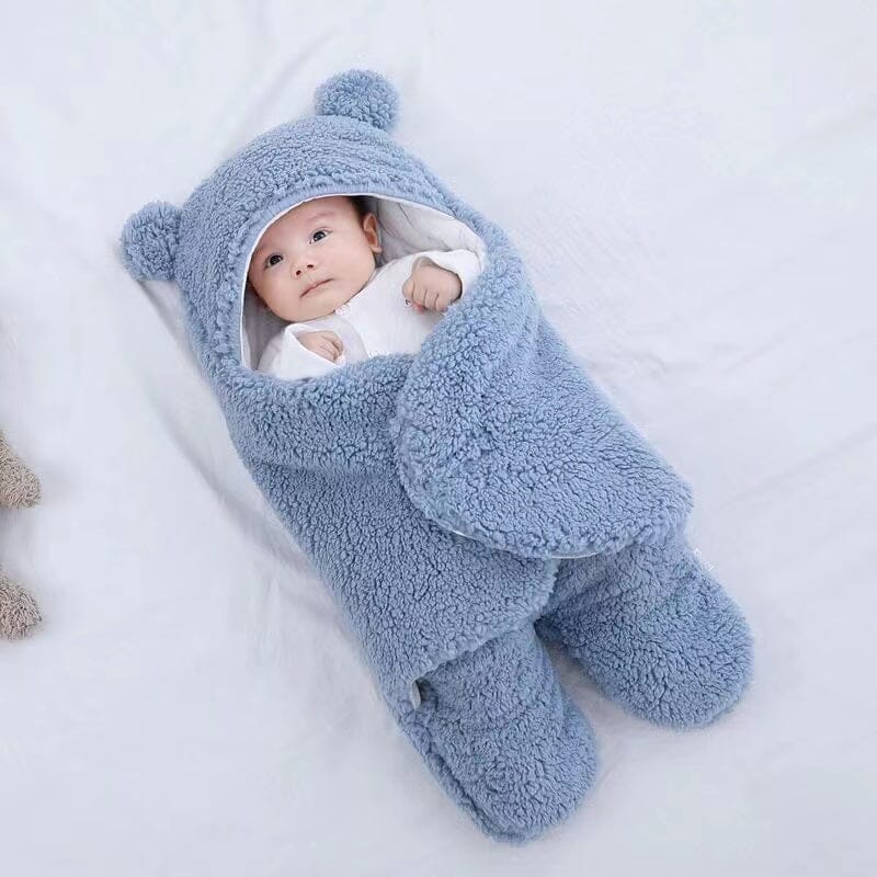 Shop Gail-Ultra soft bear ears winter quilted plush baby swaddle