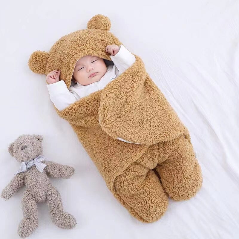 Shop Gail-Ultra soft bear ears winter quilted plush baby swaddle