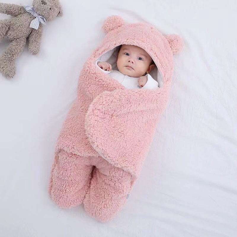 Shop Gail-Ultra soft bear ears winter quilted plush baby swaddle