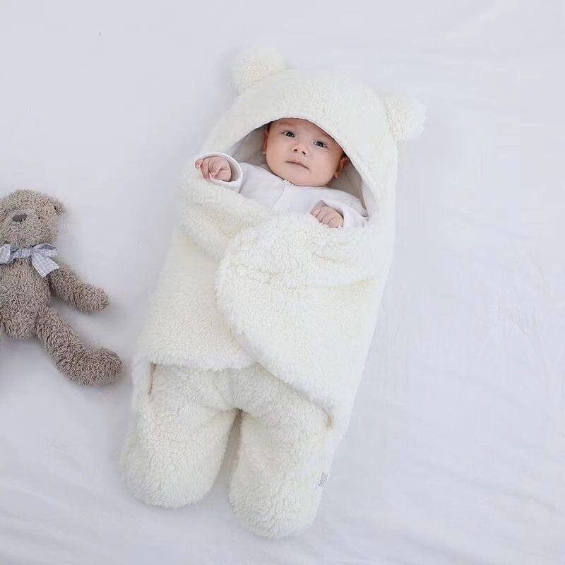 Shop Gail-Ultra soft bear ears winter quilted plush baby swaddle