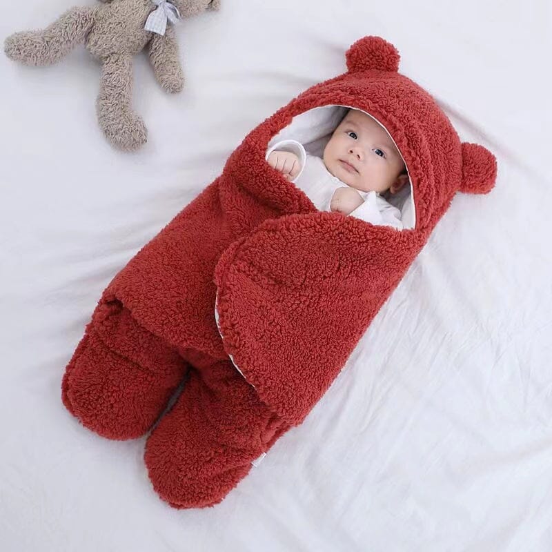 Shop Gail-Ultra soft bear ears winter quilted plush baby swaddle