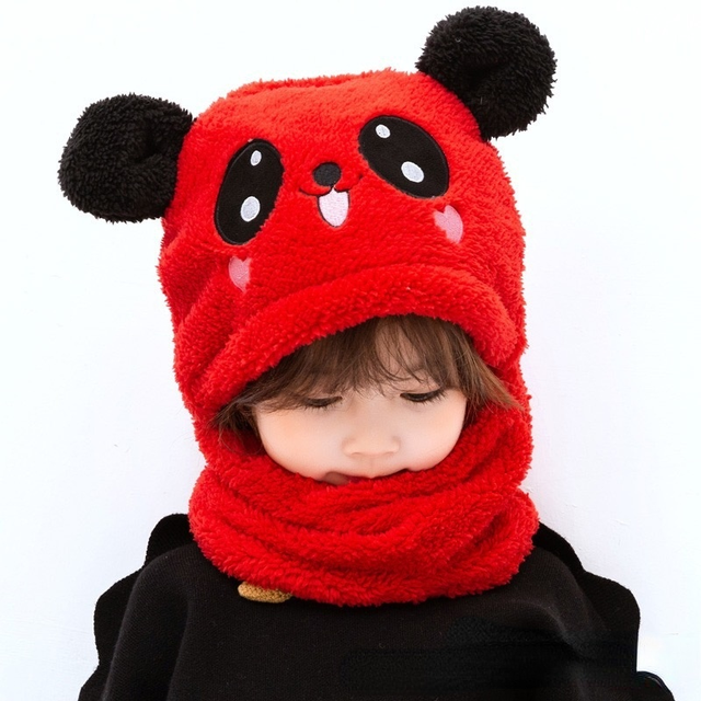 Shop Gail-kids Warm Cartoon Scarf & Thick Hat Double Fleece