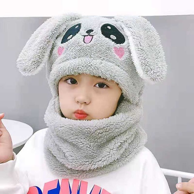 Shop Gail-kids Warm Cartoon Scarf & Thick Hat Double Fleece