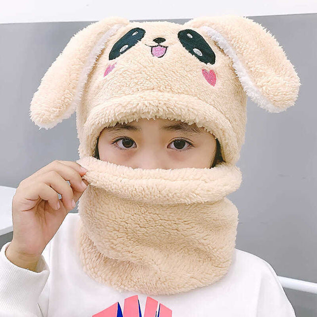 Shop Gail-kids Warm Cartoon Scarf & Thick Hat Double Fleece