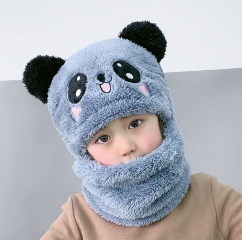 Shop Gail-kids Warm Cartoon Scarf & Thick Hat Double Fleece